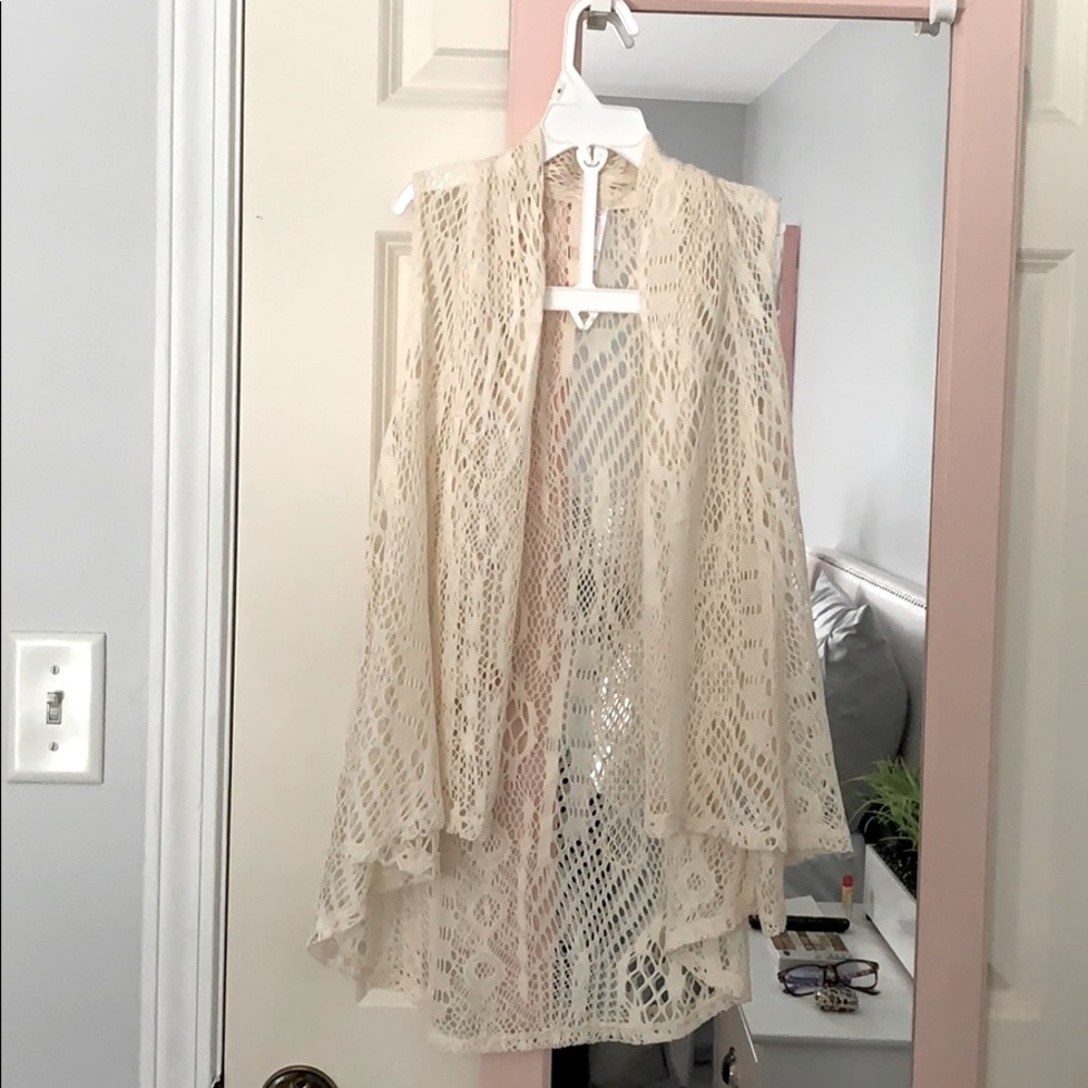 Lacy Cream Cardigan Vest